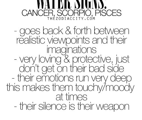 REBLOG – Zodiac Water Signs: Cancer, Scorpio & Pisces. For much more on the…