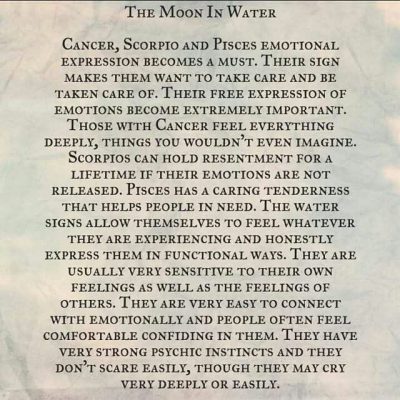 Astrology: Moon in Water Signs (Cancer, Scorpio, Pisces Zodiac Signs)
