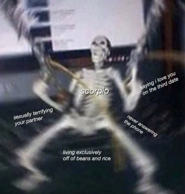 “Scorpio hobby: plotting to get revenge on somebody for something they don’t even realize…