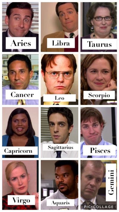 The office characters as zodiac signs