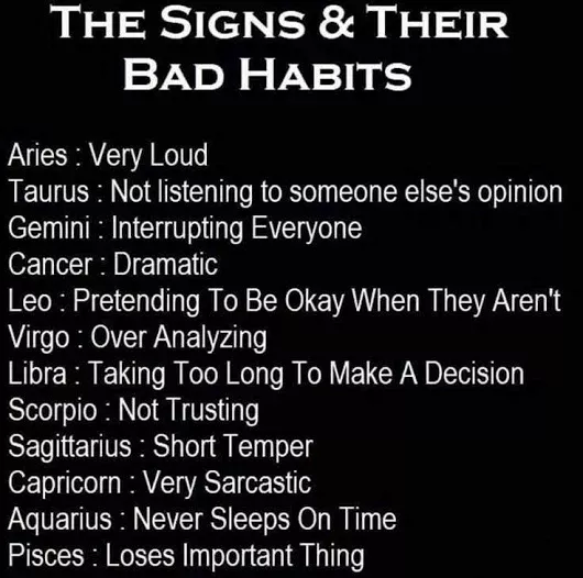 signs and their bad habits