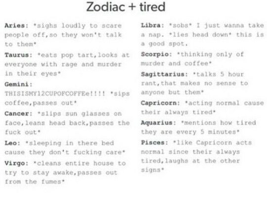 Zodiac Signs When Tired. Cancer Zodiac Sign *slips sunglasses on face, leans, head back,…