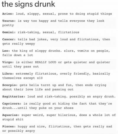 The signs drunk Not sure how true it is for me though! #zodiac explore…