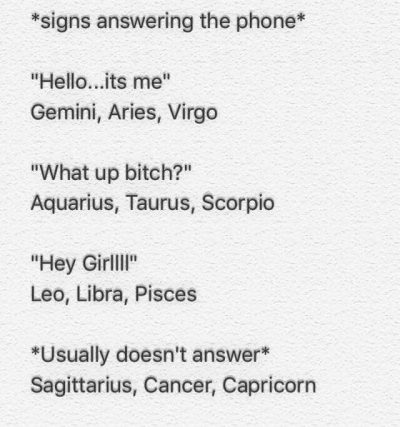 12 Zodiac Signs Answering the Phone. Cancer Zodiac Sign