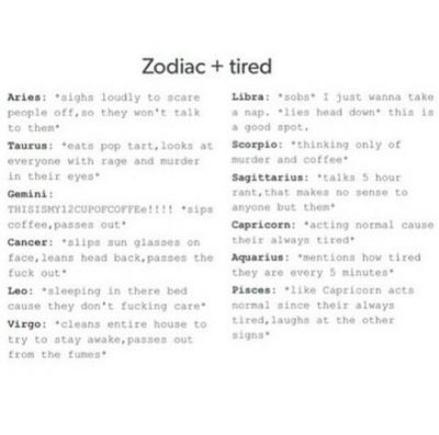 Zodiac Signs When Tired. Cancer Zodiac Sign *slips sunglasses on face, leans, head back,…