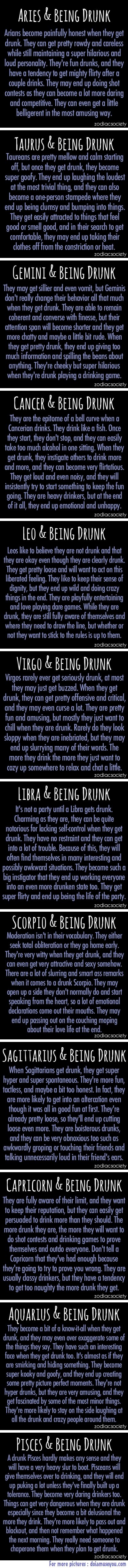 ZODIAC SIGNS & BEING DRUNK