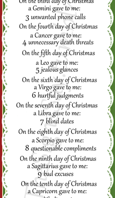 Aries: 12 days of Christmas Here& #8217;s the full set of lyrics! Dare you…