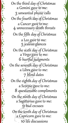 Aries: 12 days of Christmas Here& #8217;s the full set of lyrics! Dare you…