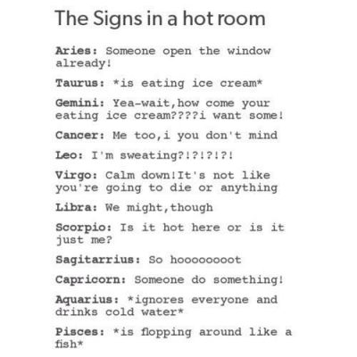 Zodiac Signs – In A Hot Room – Wattpad