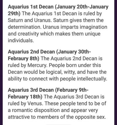 Aquarius decans
