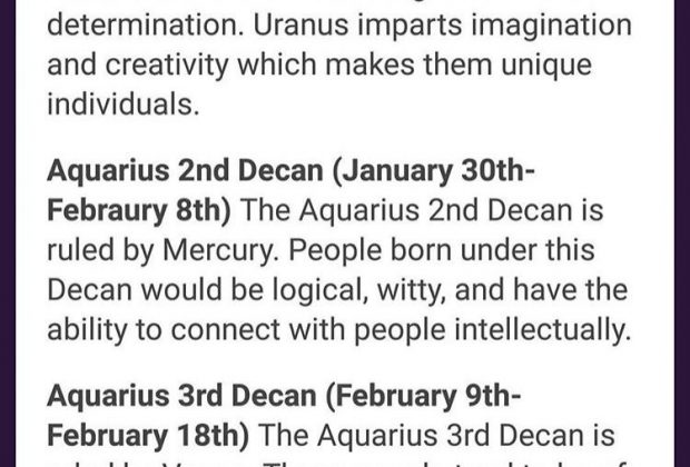 Aquarius decans