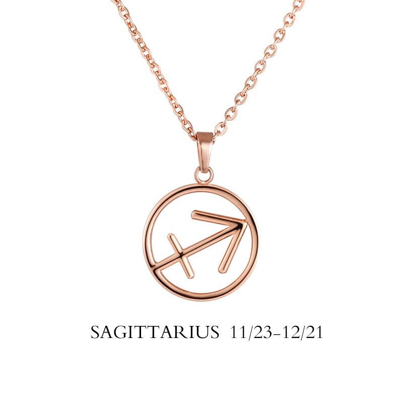 Sagittarius Zodiac Sign Necklace. Available in Rose Gold Plated, 18k Gold Plated, Stainless Steel,…