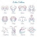 Colorful Zodiac emblems collection isolated on white backdrop. Vector illustration