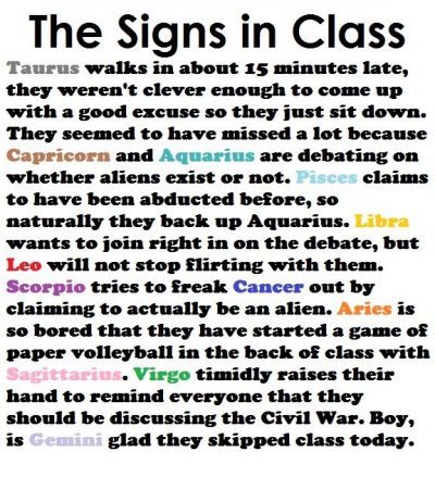 The signs in class