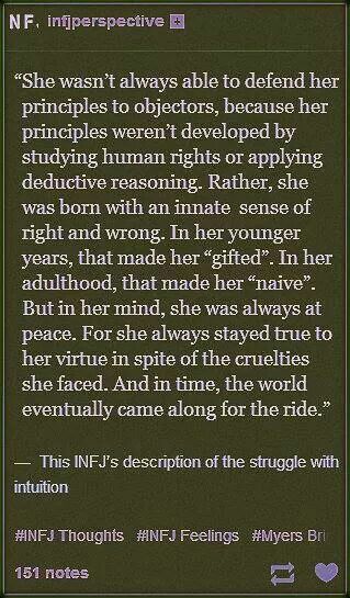 Infj. As children we are called “Gifted” as adults we are called “naive” another…