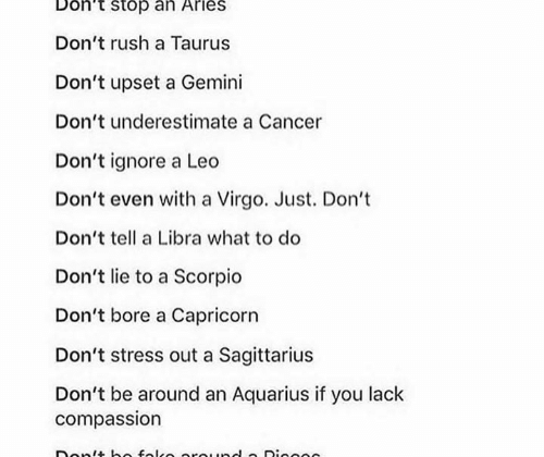 Fake, Aquarius, and Aries: 12 rules around the signs Don’t stop an Aries Don’t…