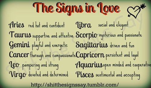 The signs in love