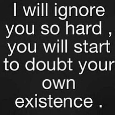 I will ignore you so hard, you will start to doubt your own existence