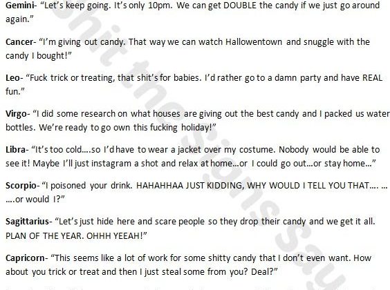 SHIT THE SIGNS SAY on Halloween Lmfao apparently I’m the asshole robbing people #sagittarius