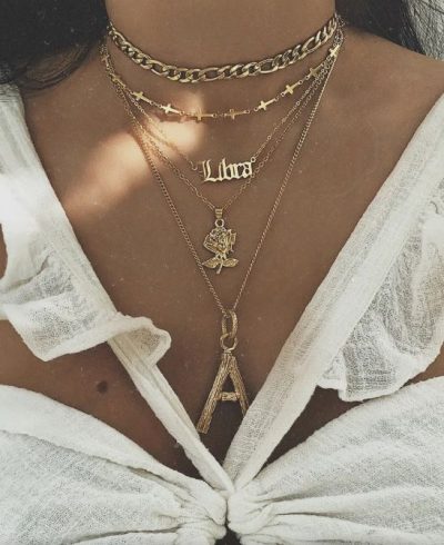 Zodiac Old English Letter Necklace