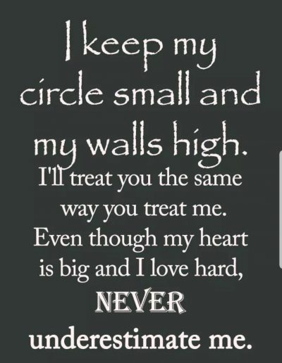 ‘I keep my circle small and my walls high. I treat you the same…