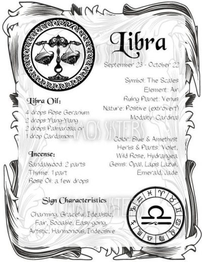 Libra Zodiac Sign Book of Shadow Printable PDF page Wicca | Etsy