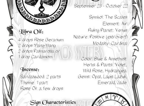 Libra Zodiac Sign Book of Shadow Printable PDF page Wicca | Etsy