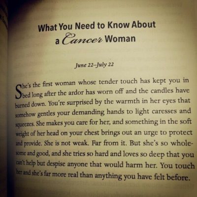 Cancer Woman-if anyone read this to simply melt