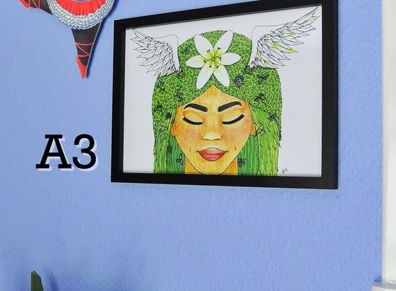 A3 Virgo Print- Virgo Wall Art- The Virgin- The Maiden- Zodiac Print- Recycled Paper- Birthday Gift-