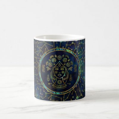 Virgo Zodiac Gold Abalone on Constellation Coffee Mug