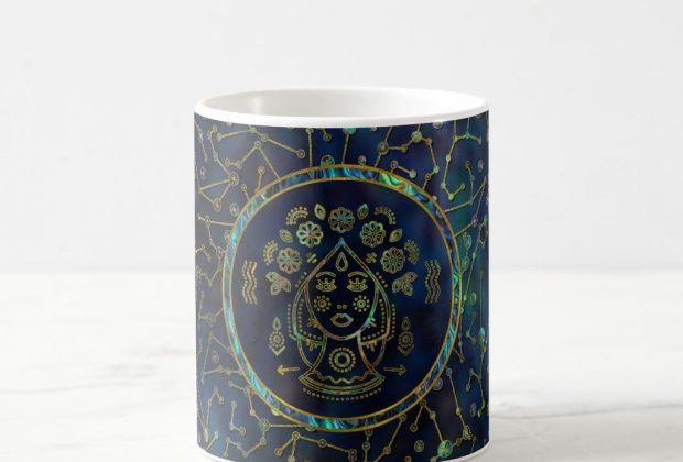 Virgo Zodiac Gold Abalone on Constellation Coffee Mug