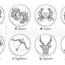 Zodiac signs. Sketch Cancer, Scorpio and Pisces. Hand drawn Taurus, Virgo and Capricorn. Aries, Leo and Sagittarius. Gemini, Libra and Aquarius horoscope. Isolated vector symbols illustrations