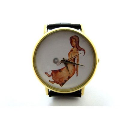 Zodiac Signs Virgo Leather Wrist Watch, Unique Handmade Wrist Watch P301