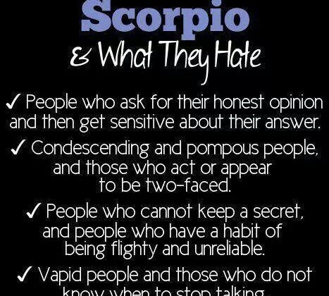 Scorpio & What They Hate