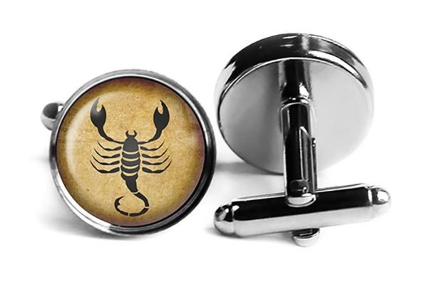 Zodiac Symbol Astrology Scorpio Rhodium Silver Cufflinks
