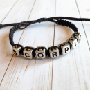 2/$15 Scorpio Bracelet Handmade Scorpio bracelet made with black waxed cording and silver letter…