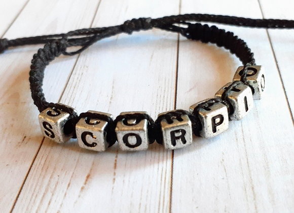 2/$15 Scorpio Bracelet Handmade Scorpio bracelet made with black waxed cording and silver letter…
