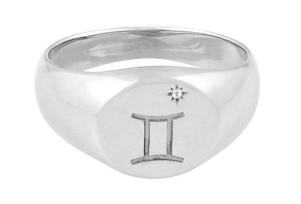 Zodiac Signet Ring Silver – Gemini / 6