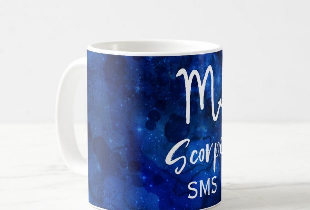 Scorpio Zodiac Constellation Blue Galaxy Monogram Coffee Mug