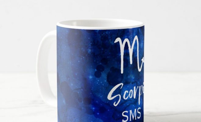 Scorpio Zodiac Constellation Blue Galaxy Monogram Coffee Mug