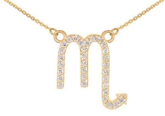 14k Gold Scorpio Zodiac Sign Diamond Necklace