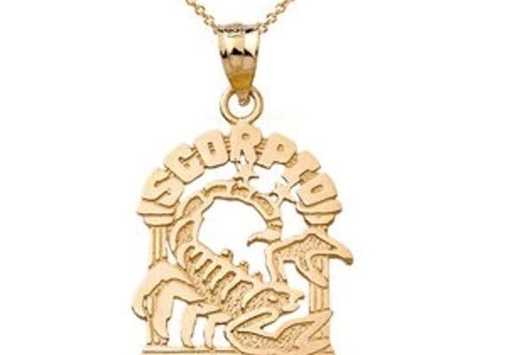 Zodiac Scorpio Pendant Necklace In Solid Gold (yellow/rose/white)