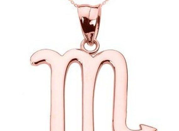 Rose Gold Scorpio November Zodiac Sign Pendant Necklace