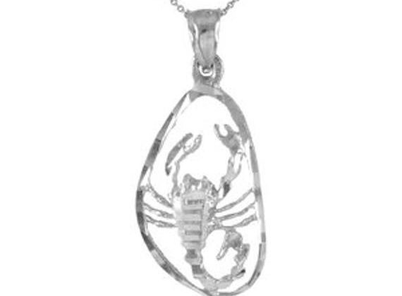 White Gold Stunning Scorpio Zodiac Charm Scorpion Pendant Necklace