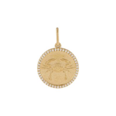 Diamond Zodiac Coin Charm 14K – 14K Gold / Cancer