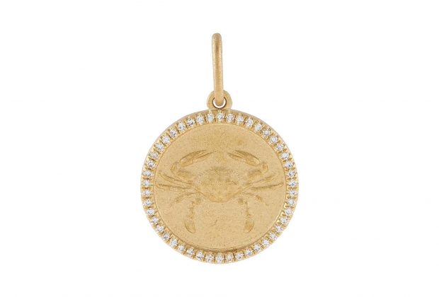 Diamond Zodiac Coin Charm 14K – 14K Gold / Cancer