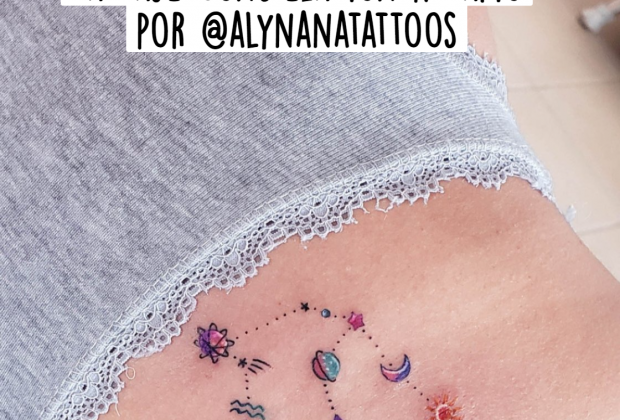 Tatuaje Constelación Acuario por @alynanatattoos