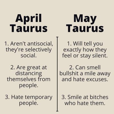 April Taurus & May Taurus