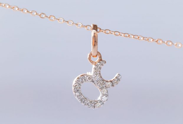 14K Diamond Taurus Zodiac Charm Necklace – 14K Gold / 14k Yellow Gold