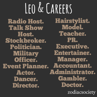 ZODIAC SOCIETY — Leo Career Ideas